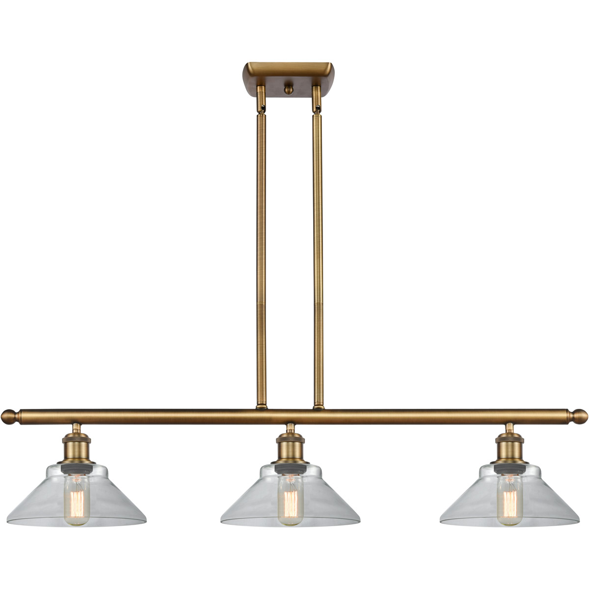 Innovations Lighting 516-3I-BB-G132-LED Ballston Orwell LED 36 inch Brushed Brass Island Light Ceiling Light in Clear Glass, Ballston