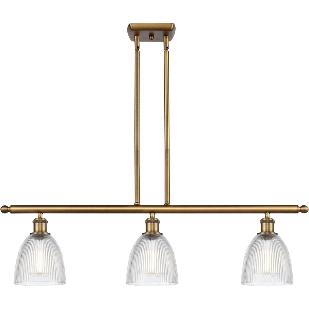 Innovations Lighting 516-3I-BB-G382-LED Ballston Castile LED 36 inch Brushed Brass Island Light Ceiling Light in Clear Glass, Ballston