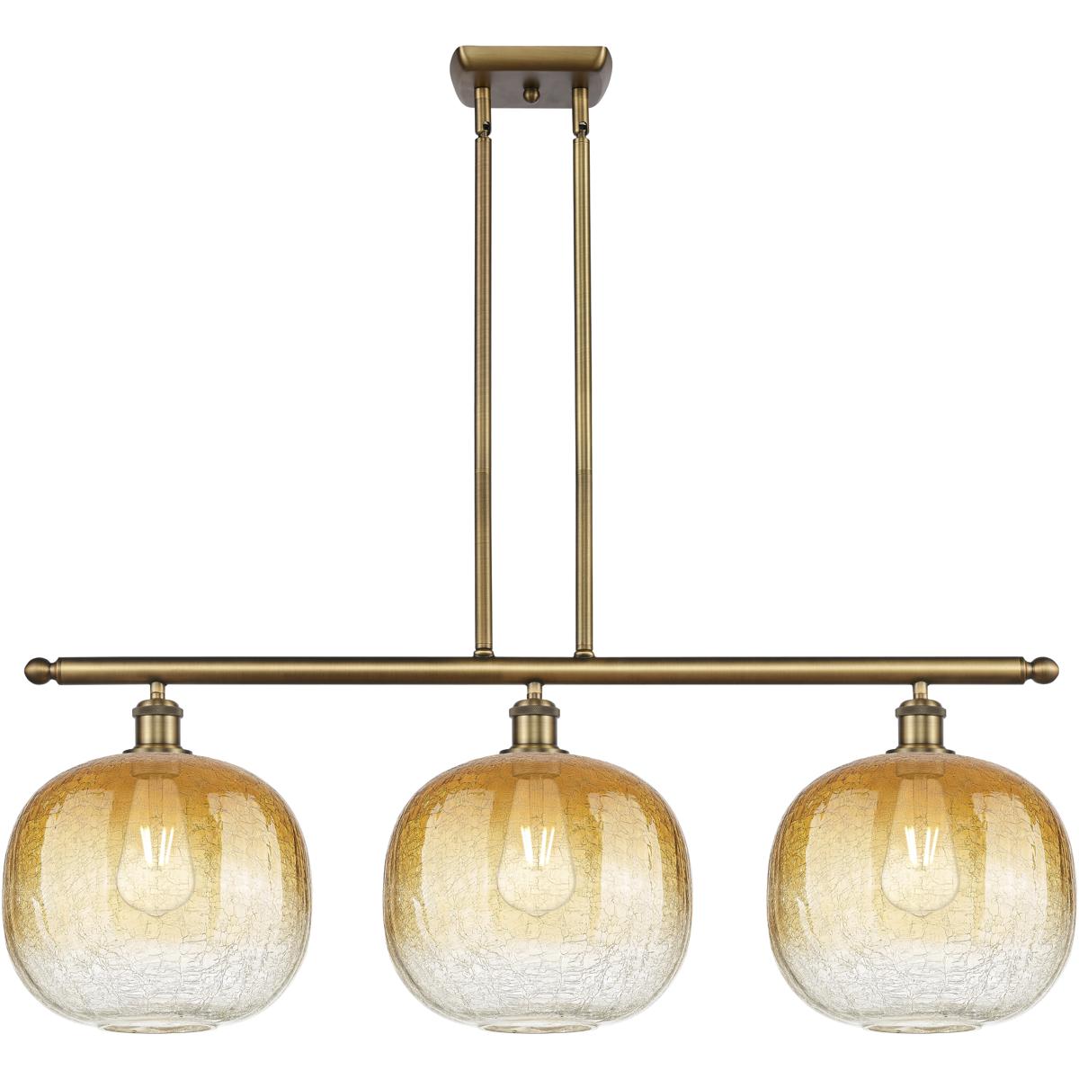 Innovations Lighting 516-3I-BB-G481-10AM Ballston Brookhaven Sphere Island Light Ceiling Light in Brushed Brass, Amber Glass
