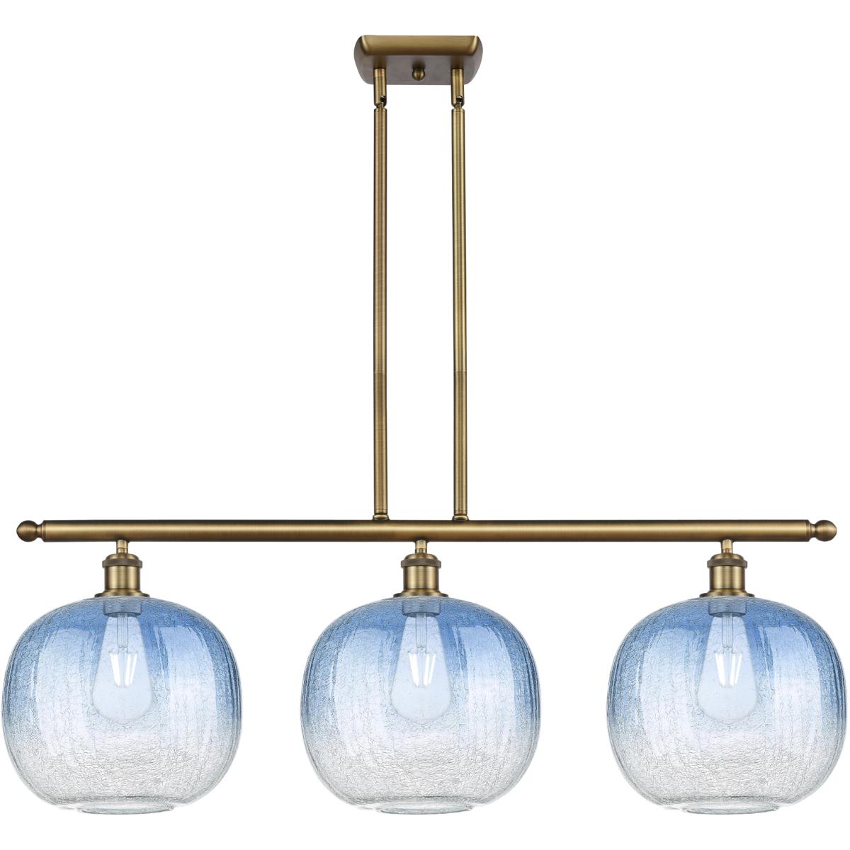 Innovations Lighting 516-3I-BB-G481-10SB Ballston Brookhaven Sphere Island Light Ceiling Light in Brushed Brass, Sapphire Blue Glass