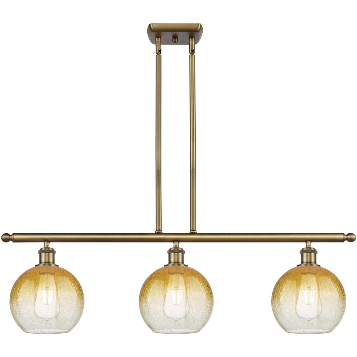 Innovations Lighting 516-3I-BB-G483-8AM Ballston Brookhaven Globe Island Light Ceiling Light in Brushed Brass, Amber Glass