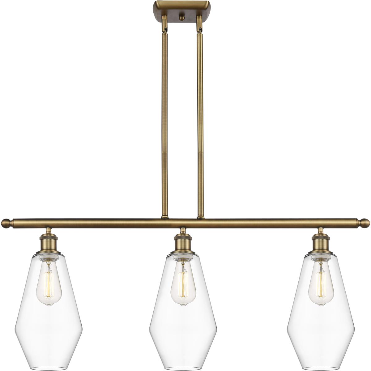 Innovations Lighting 516-3I-BB-G652-7 Ballston Cindyrella 3 Light 36 inch Brushed Brass Island Light Ceiling Light in Incandescent, Clear Glass