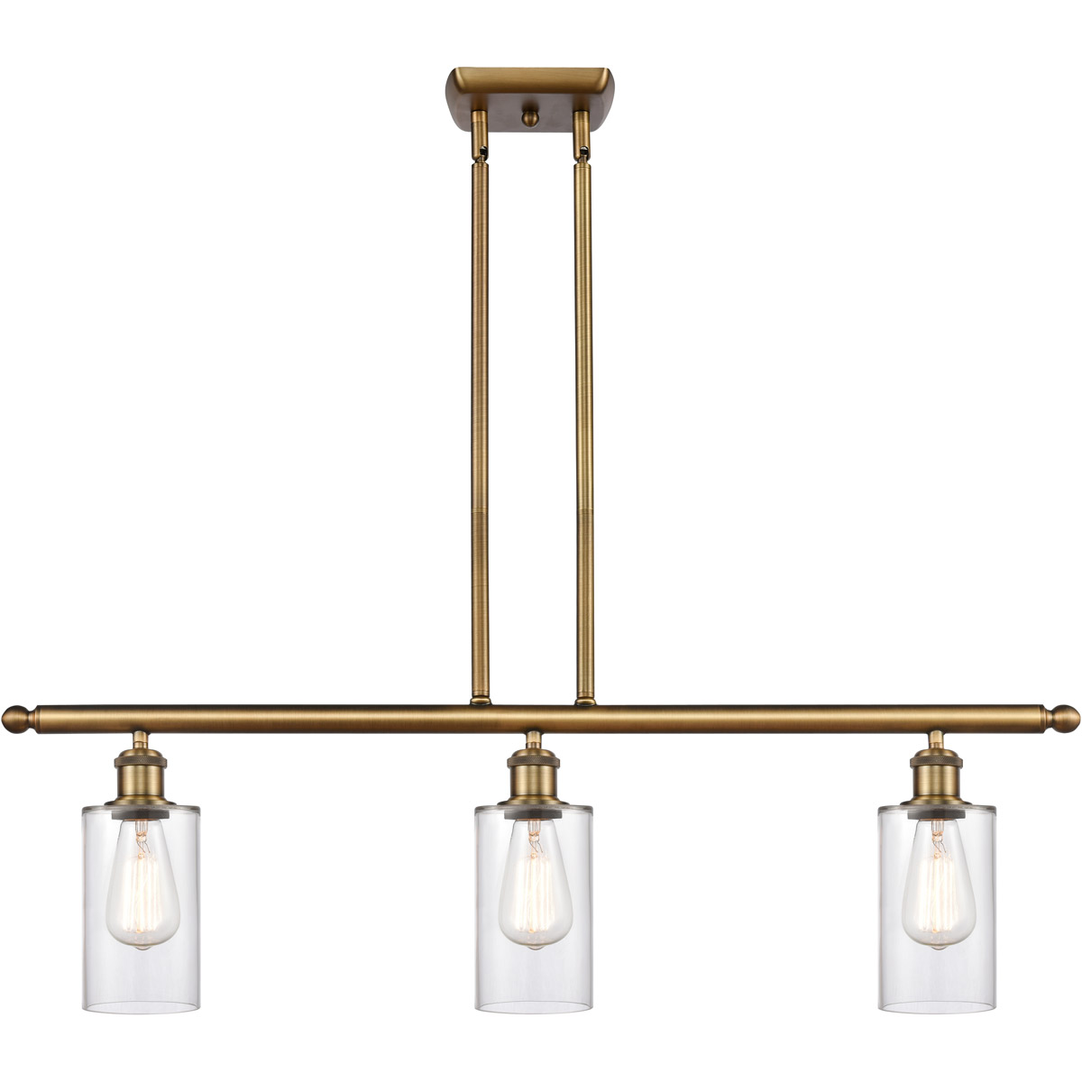 Innovations Lighting 516-3I-BB-G802-LED Ballston Clymer LED 36 inch Brushed Brass Island Light Ceiling Light in Clear Glass, Ballston