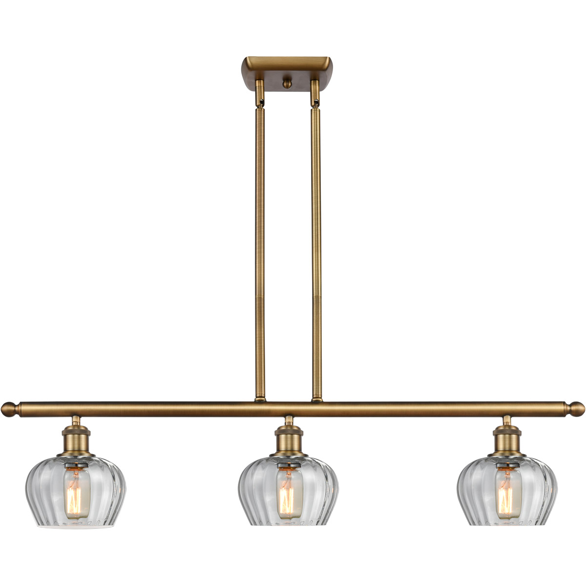 Innovations Lighting 516-3I-BB-G92-LED Ballston Fenton LED 36 inch Brushed Brass Island Light Ceiling Light in Clear Glass, Ballston