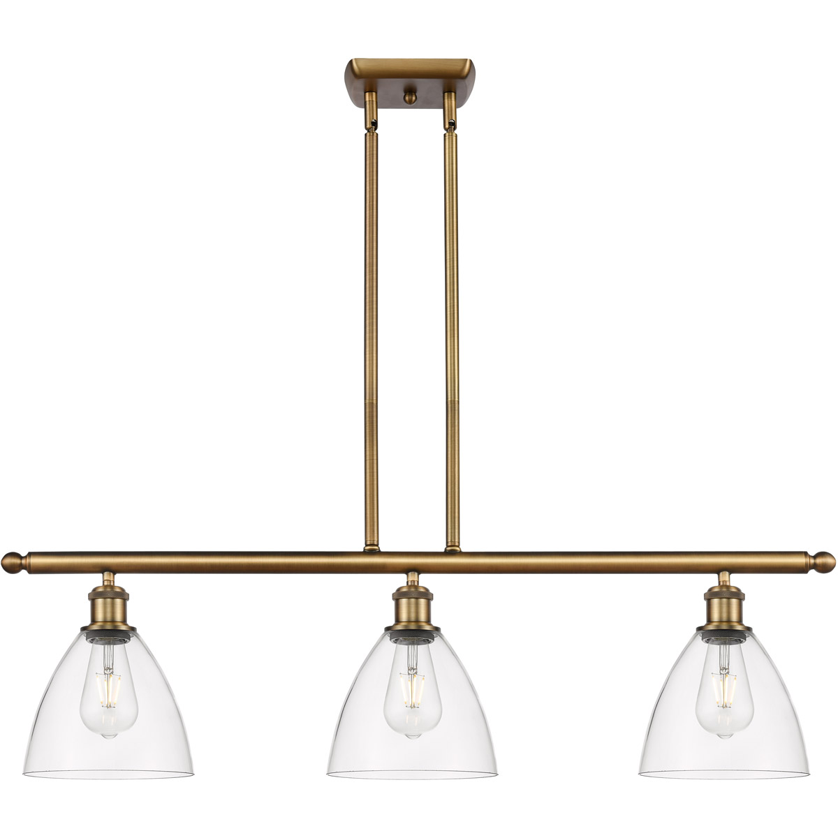 Innovations Lighting 516-3I-BB-GBD-752-LED Ballston Ballston Dome LED 36 inch Brushed Brass Island Light Ceiling Light in Clear Glass