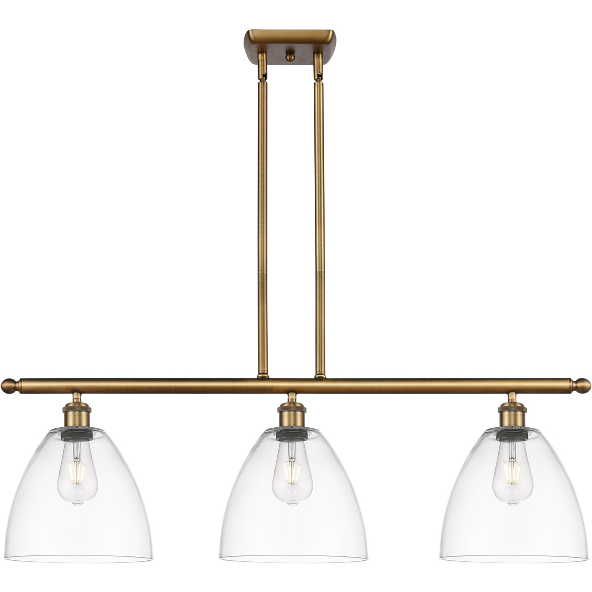Innovations Lighting 516-3I-BB-GBD-92-LED Ballston Ballston Dome LED 36 inch Brushed Brass Island Light Ceiling Light in Clear Glass