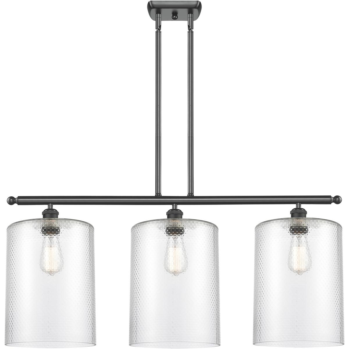 Innovations Lighting 516-3I-BK-G112-L Ballston Cobbleskill 3 Light 36 inch Matte Black Island Light Ceiling Light in Clear Glass