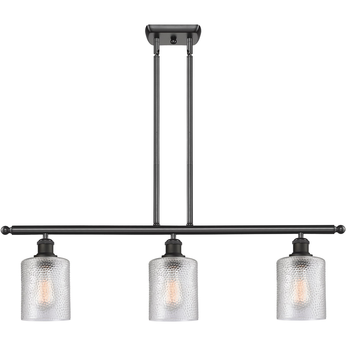 Innovations Lighting 516-3I-BK-G112-LED Ballston Cobbleskill LED 36 inch Matte Black Island Light Ceiling Light in Clear Glass, Ballston