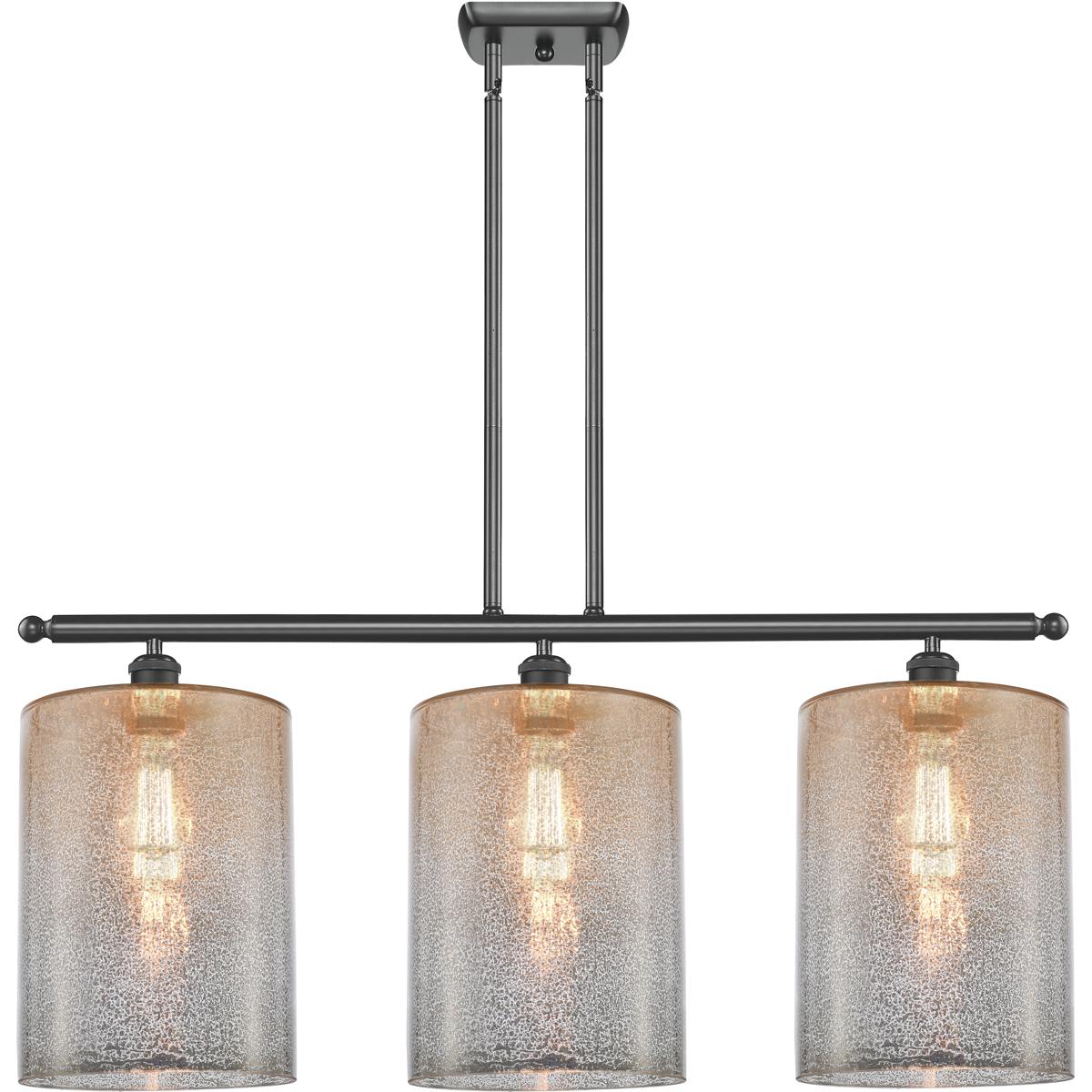 Innovations Lighting 516-3I-BK-G116-L Ballston Cobbleskill 3 Light 36 inch Matte Black Island Light Ceiling Light in Mercury Glass