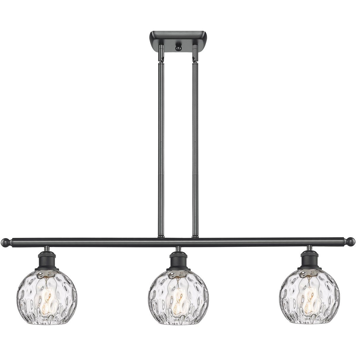 Innovations Lighting 516-3I-BK-G1215-6 Ballston Athens Water Glass 3 Light 36 inch Matte Black Island Light Ceiling Light