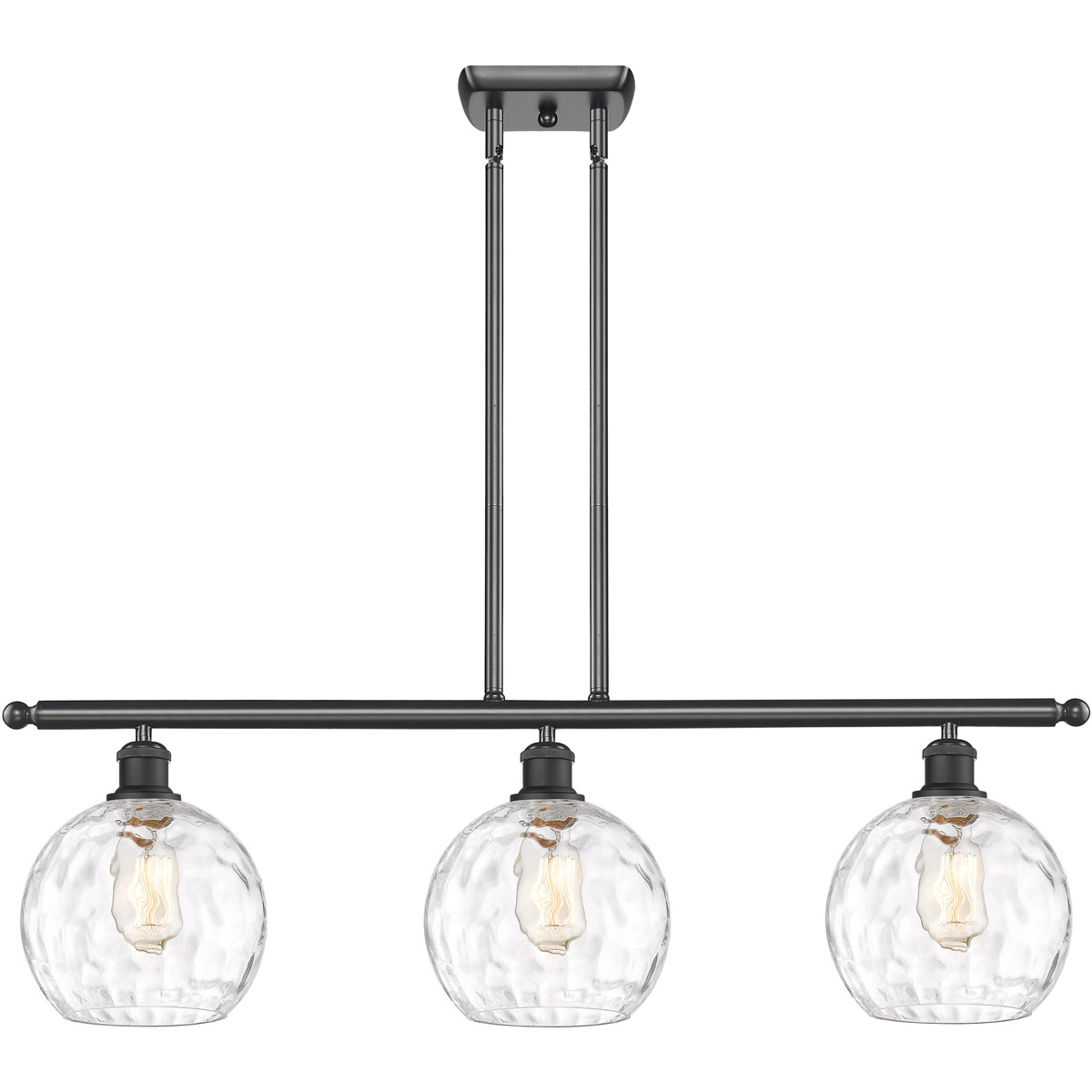 Innovations Lighting 516-3I-BK-G1215-8-LED Ballston Athens Water Glass LED 36 inch Matte Black Island Light Ceiling Light