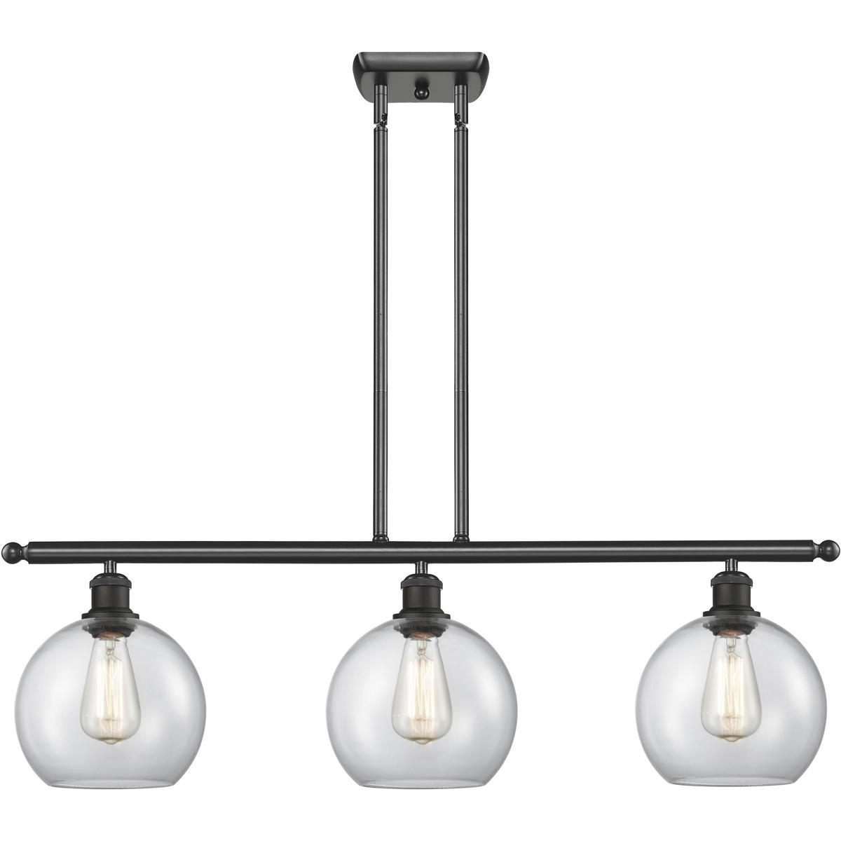 Innovations Lighting 516-3I-BK-G122-LED Ballston Athens LED 36 inch Matte Black Island Light Ceiling Light in Clear Glass, Ballston