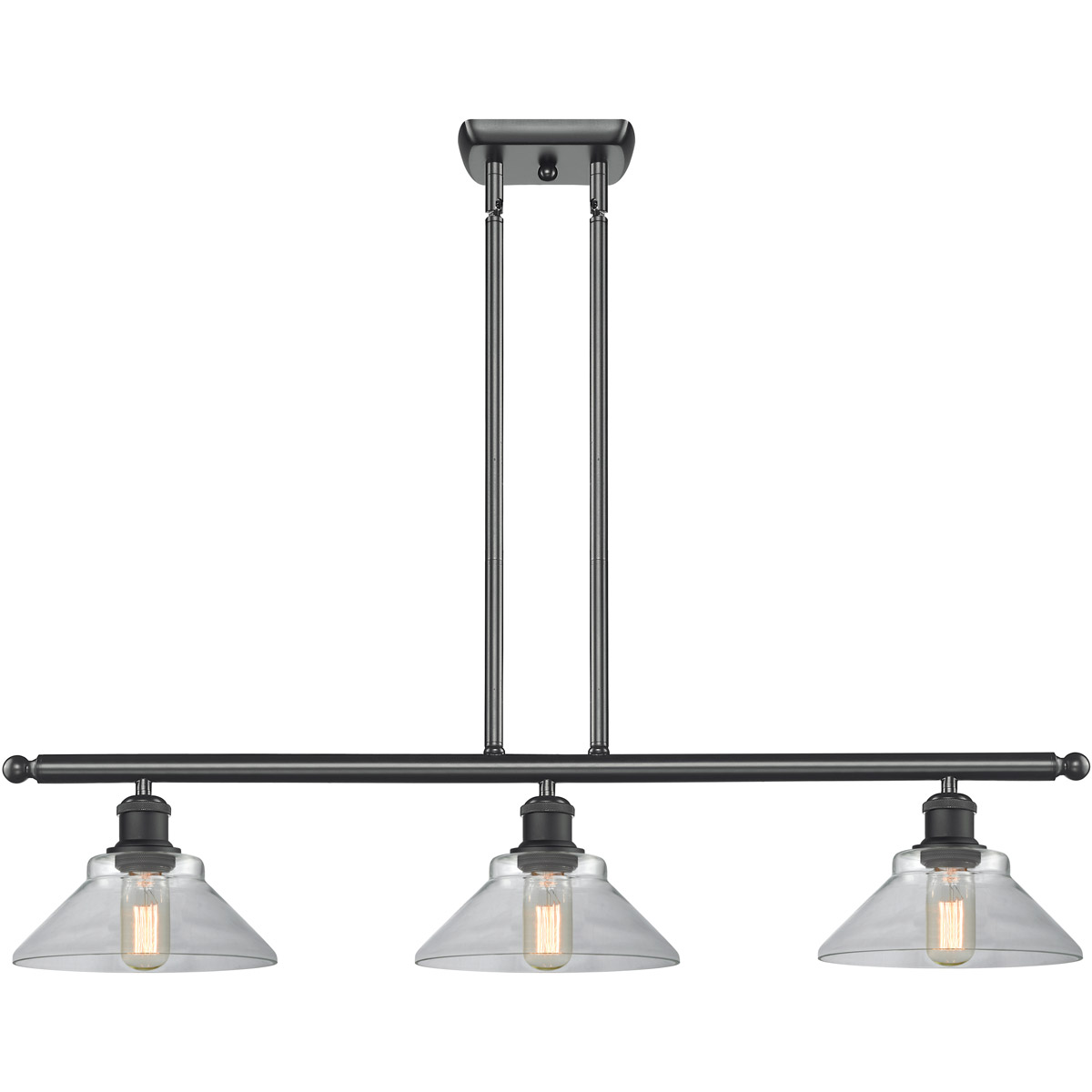 Innovations Lighting 516-3I-BK-G132-LED Ballston Orwell LED 36 inch Matte Black Island Light Ceiling Light in Clear Glass, Ballston