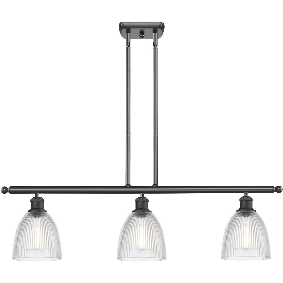 Innovations Lighting 516-3I-BK-G382-LED Ballston Castile LED 36 inch Matte Black Island Light Ceiling Light in Clear Glass, Ballston