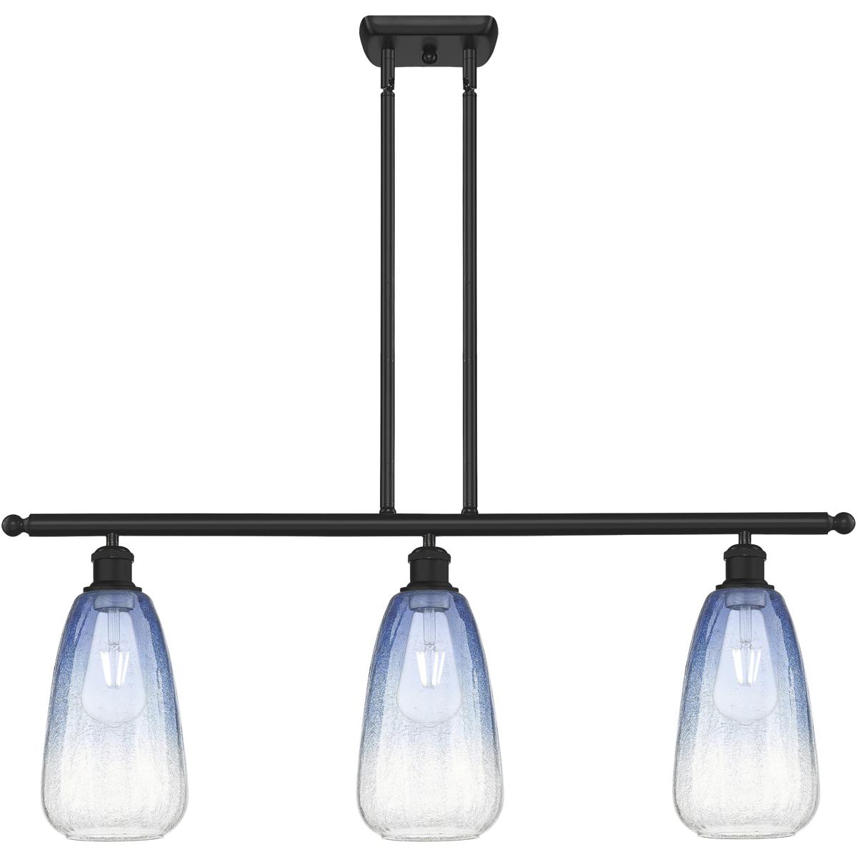 Innovations Lighting 516-3I-BK-G480-6SB Ballston Brookhaven Almond Island Light Ceiling Light in Matte Black, Sapphire Blue Glass