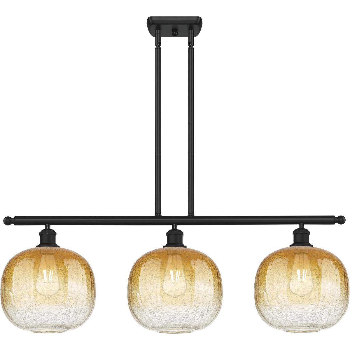 Innovations Lighting 516-3I-BK-G481-10AM Ballston Brookhaven Sphere Island Light Ceiling Light in Matte Black, Amber Glass