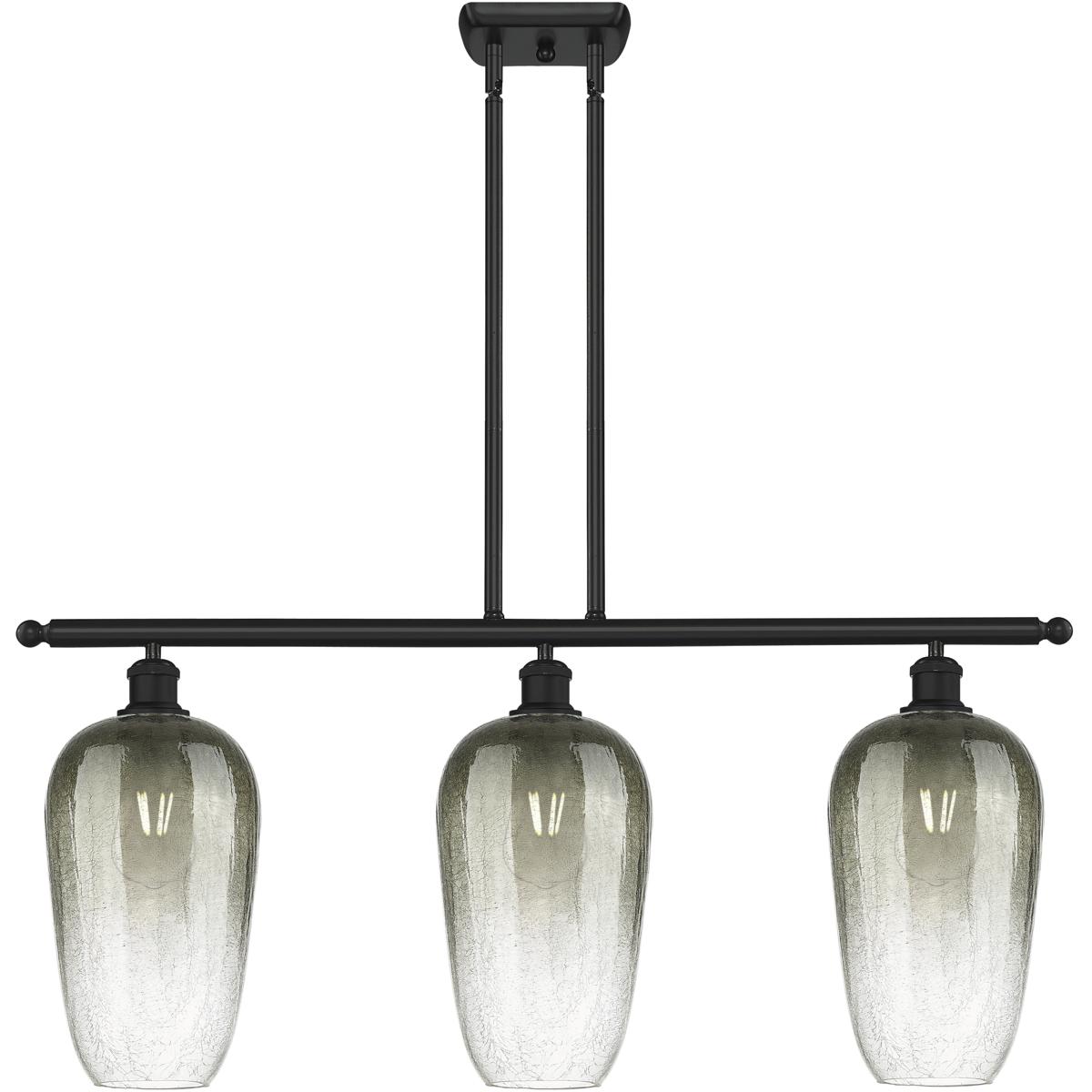 Innovations Lighting 516-3I-BK-G484-7SL Ballston Brookhaven Flute Island Light Ceiling Light in Matte Black, Slate Glass