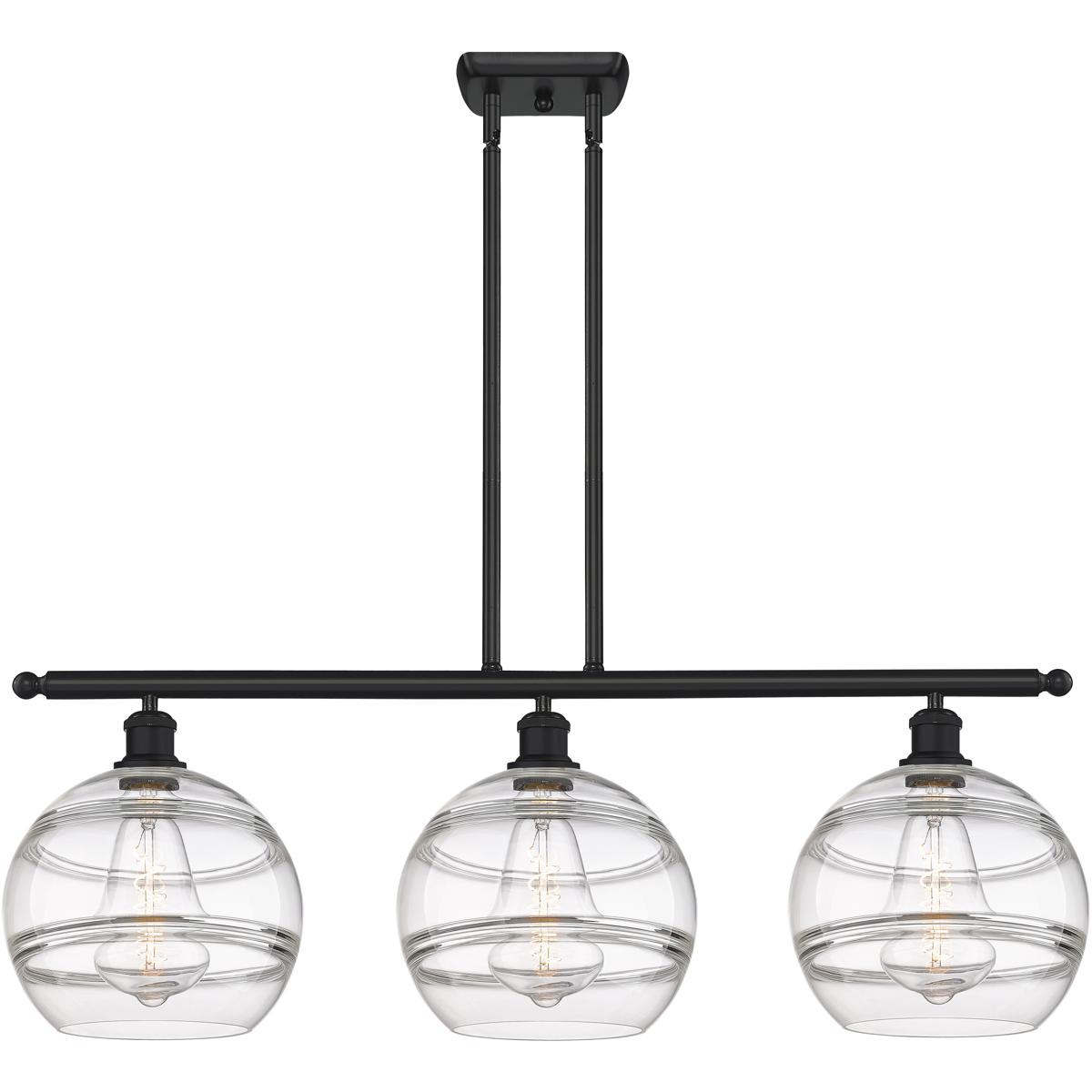 Innovations Lighting 516-3I-BK-G556-10CL Ballston Rochester 3 Light 36.5 inch Matte Black Stem Hung Island Light Ceiling Light