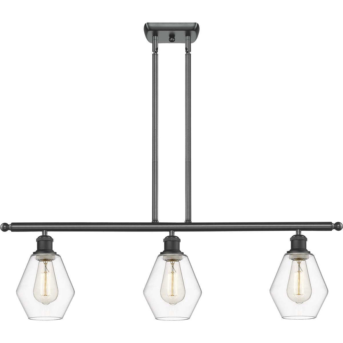 Innovations Lighting 516-3I-BK-G652-6 Ballston Cindyrella 3 Light 36 inch Matte Black Island Light Ceiling Light in Incandescent, Clear Glass