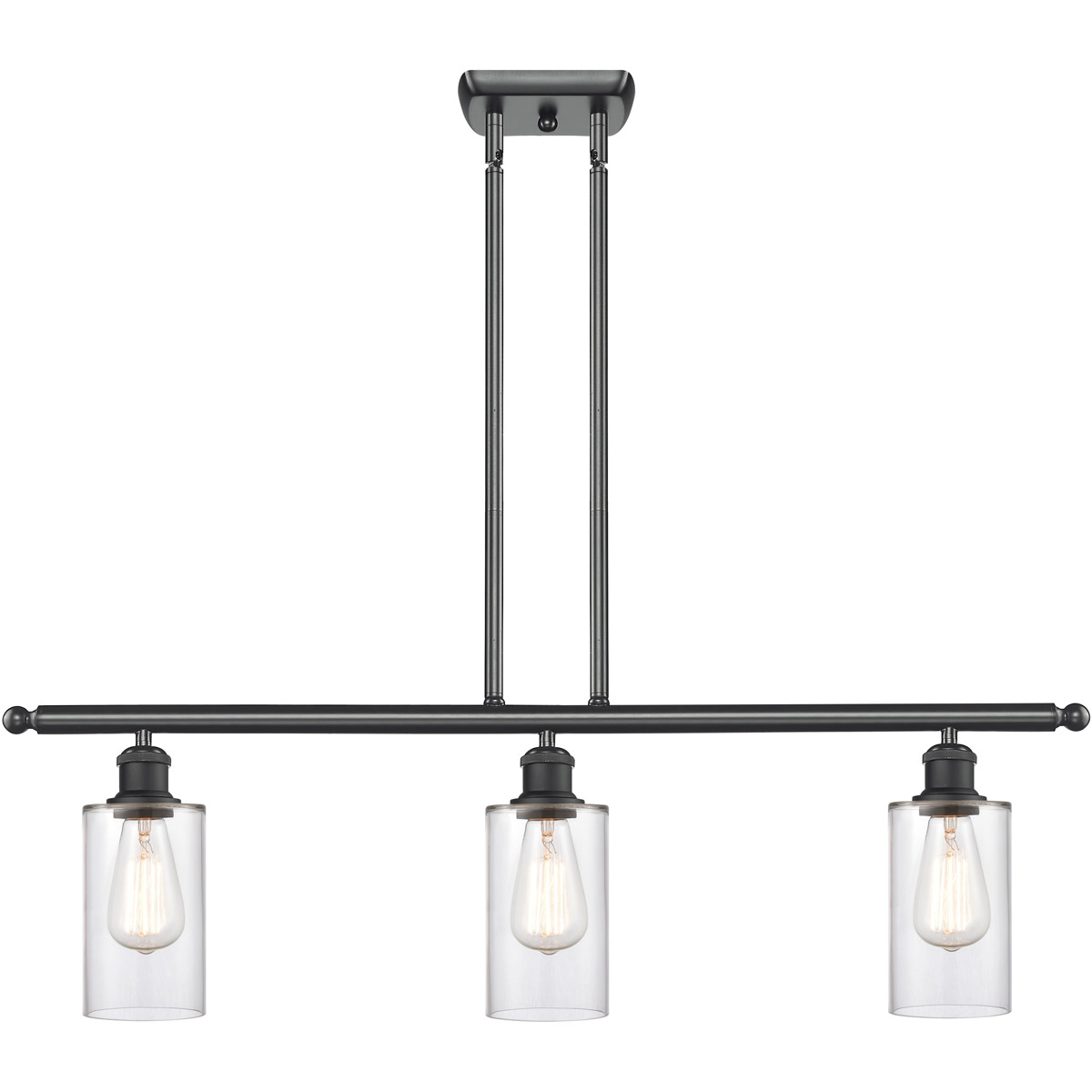 Innovations Lighting 516-3I-BK-G802-LED Ballston Clymer LED 36 inch Matte Black Island Light Ceiling Light in Clear Glass, Ballston