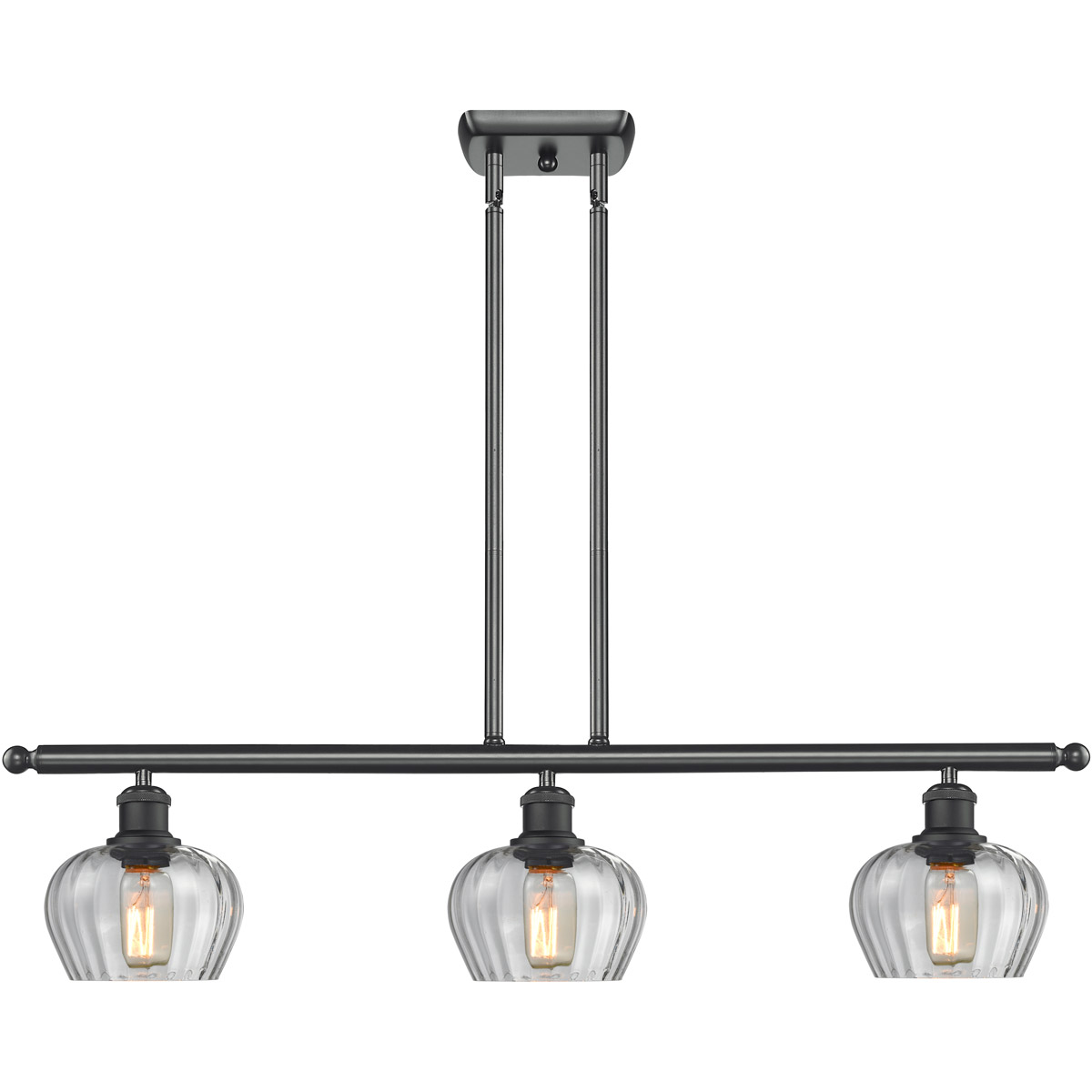 Innovations Lighting 516-3I-BK-G92 Ballston Fenton 3 Light 36 inch Matte Black Island Light Ceiling Light in Clear Glass, Ballston