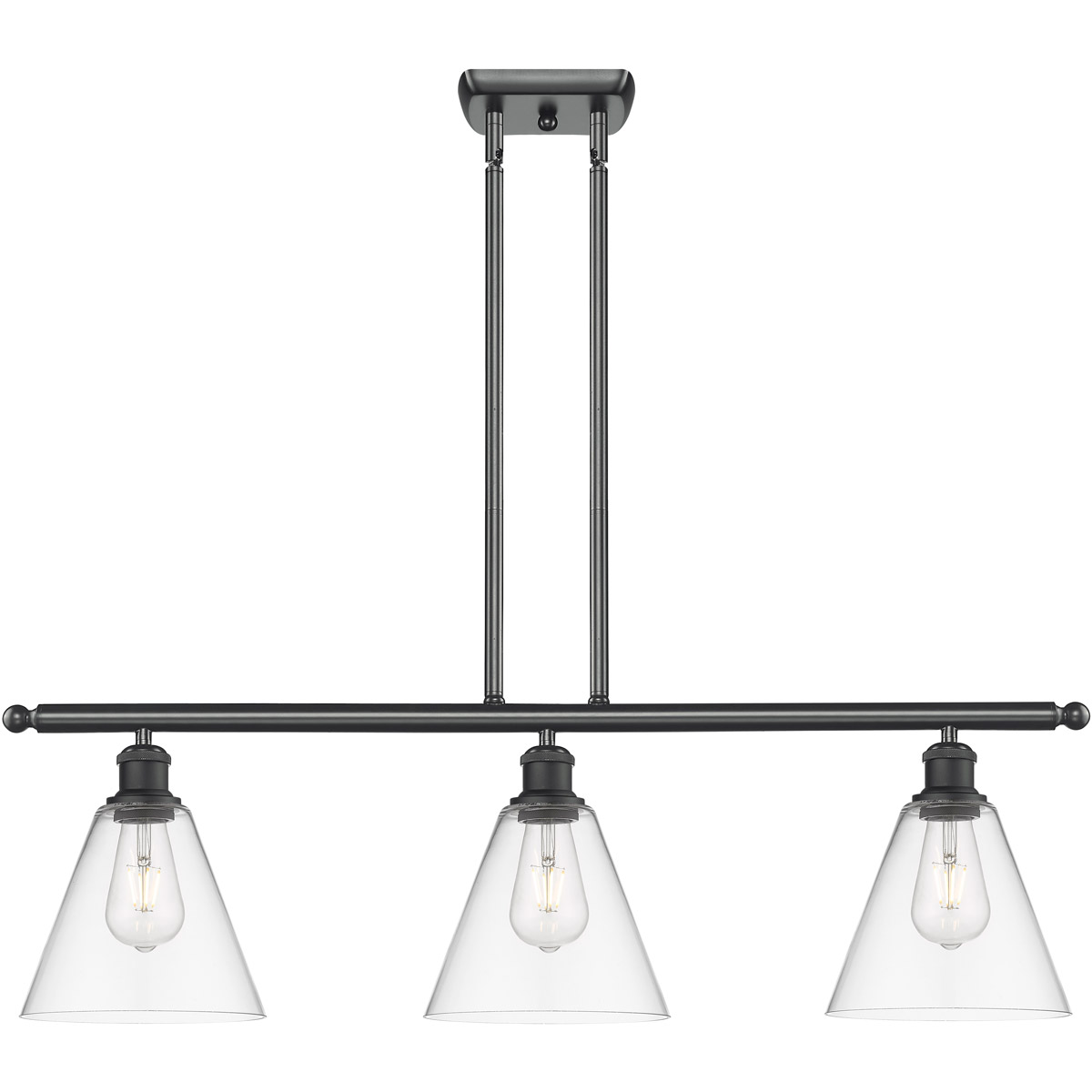 Innovations Lighting 516-3I-BK-GBC-82-LED Ballston Ballston Cone LED 36 inch Matte Black Island Light Ceiling Light in Clear Glass