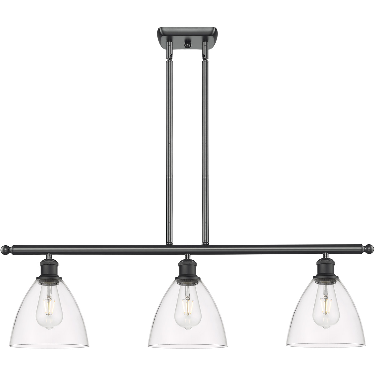 Innovations Lighting 516-3I-BK-GBD-752-LED Ballston Ballston Dome LED 36 inch Matte Black Island Light Ceiling Light in Clear Glass