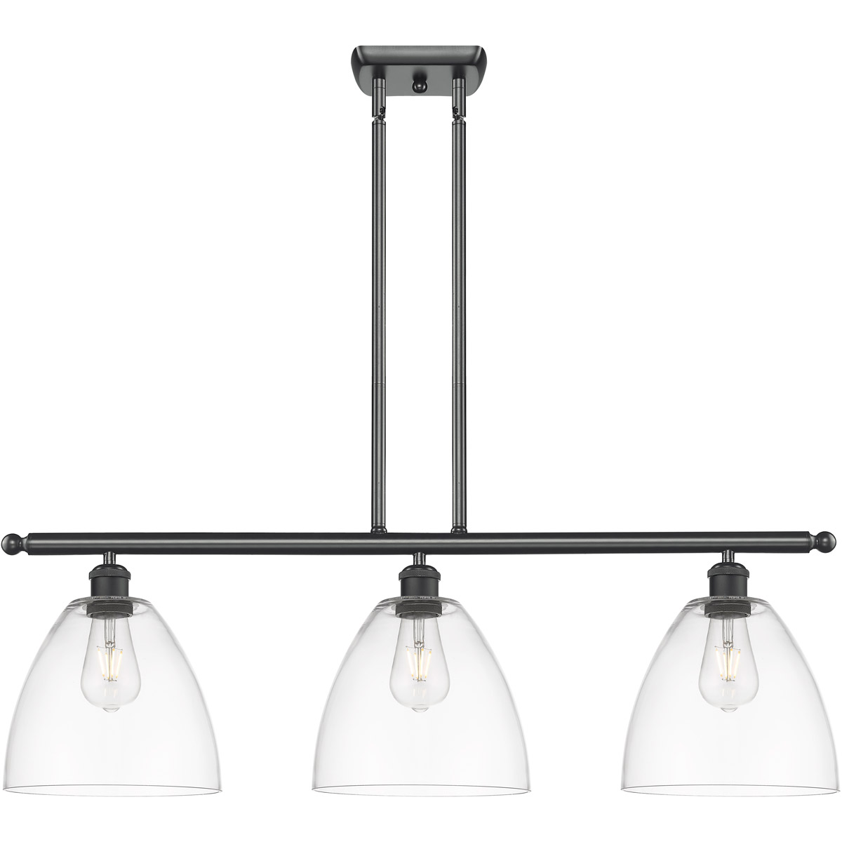 Innovations Lighting 516-3I-BK-GBD-92-LED Ballston Ballston Dome LED 36 inch Matte Black Island Light Ceiling Light in Clear Glass