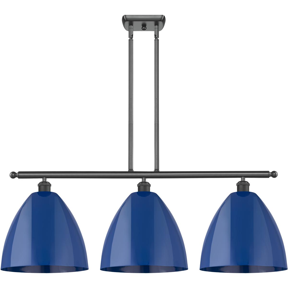 Innovations Lighting 516-3I-BK-MBD-12-BL-LED Ballston Plymouth Dome LED 38.5 inch Matte Black Island Light Ceiling Light in Matte Blue