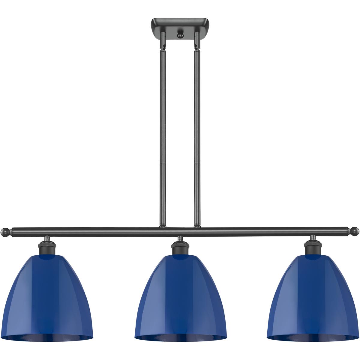 Innovations Lighting 516-3I-BK-MBD-9-BL-LED Ballston Plymouth Dome LED 36 inch Matte Black Island Light Ceiling Light in Matte Blue