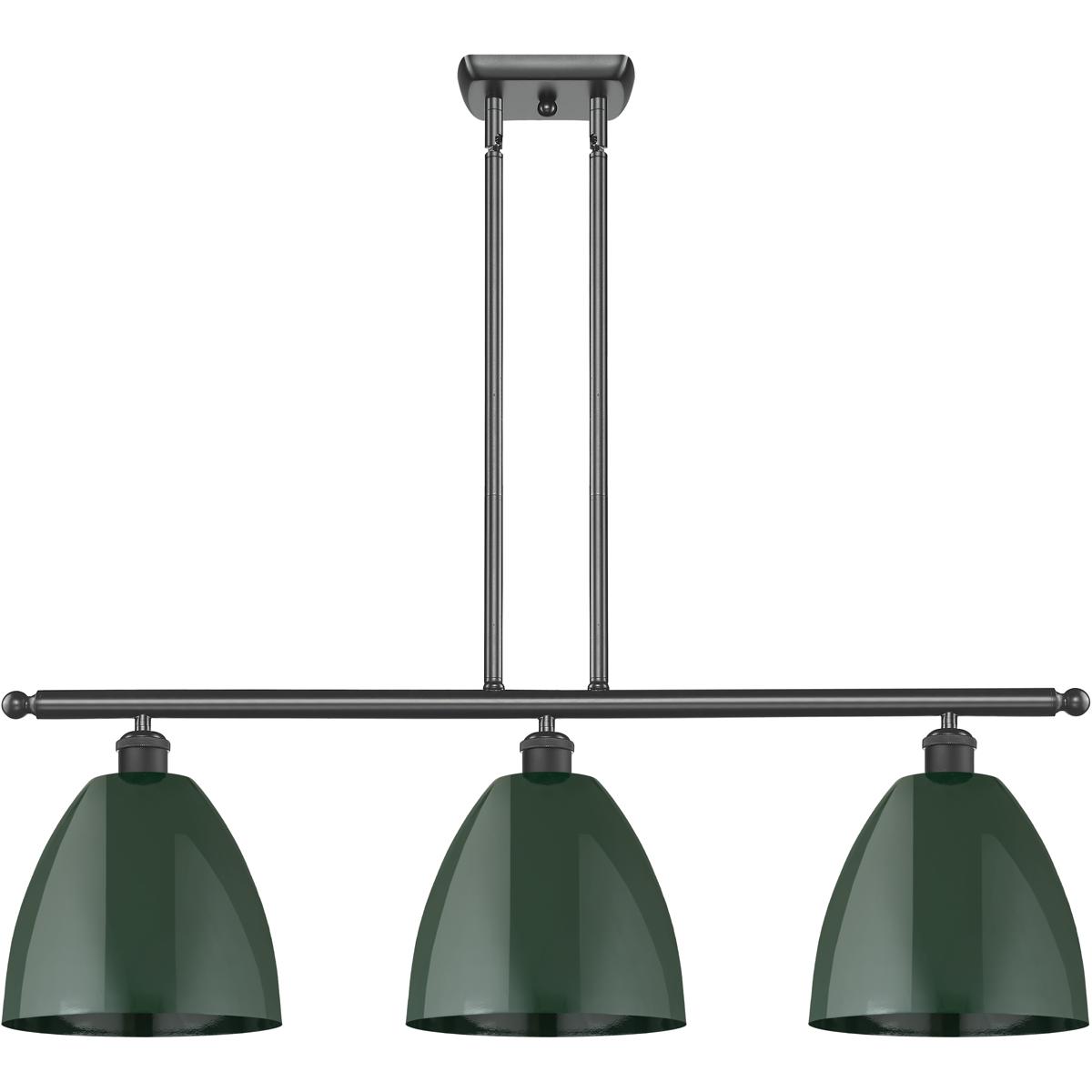 Innovations Lighting 516-3I-BK-MBD-9-GR-LED Ballston Plymouth Dome LED 36 inch Matte Black Island Light Ceiling Light in Matte Green