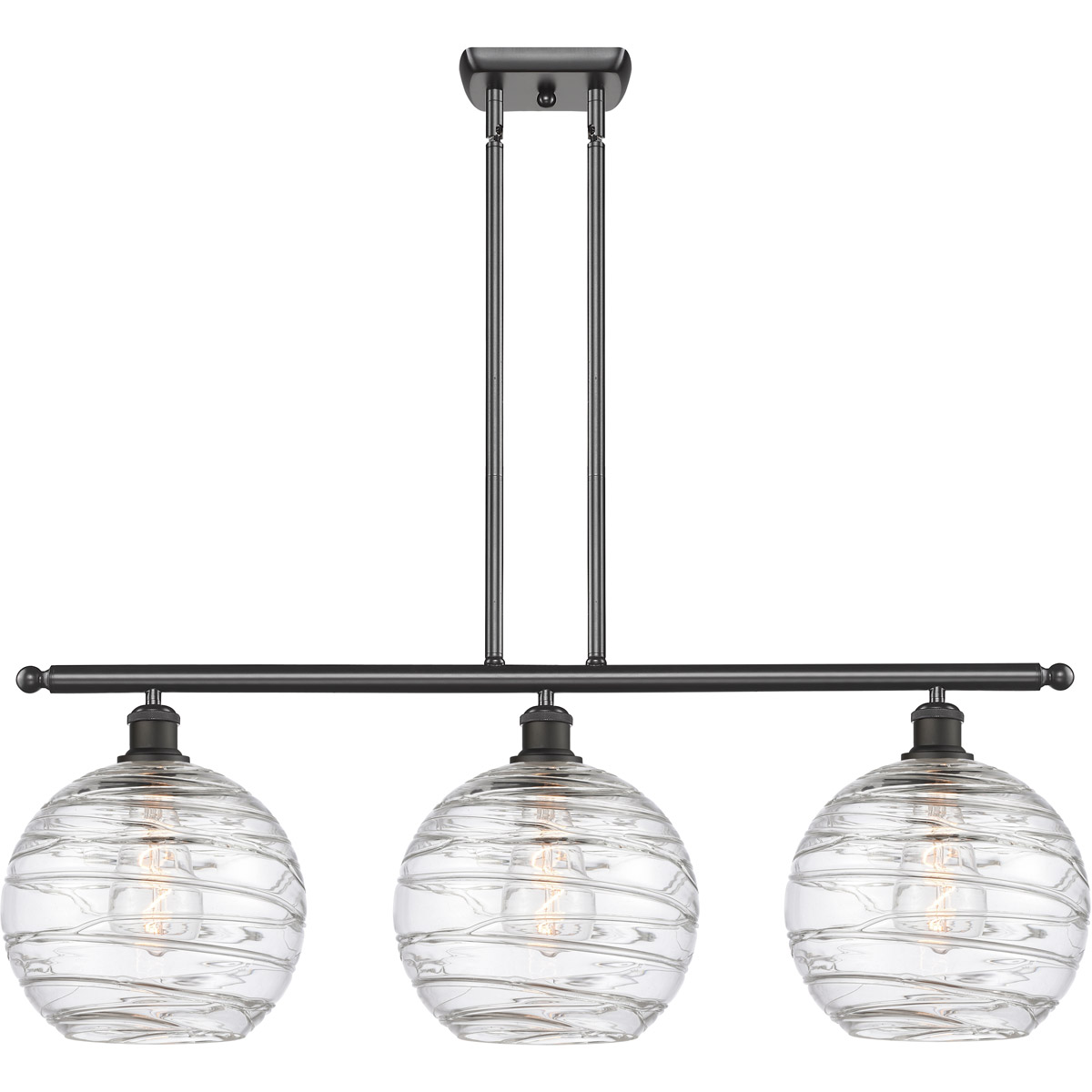 Innovations Lighting 516-3I-OB-G1213-10-LED Ballston Deco Swirl LED 36.5 inch Oil Rubbed Bronze Island Light Ceiling Light