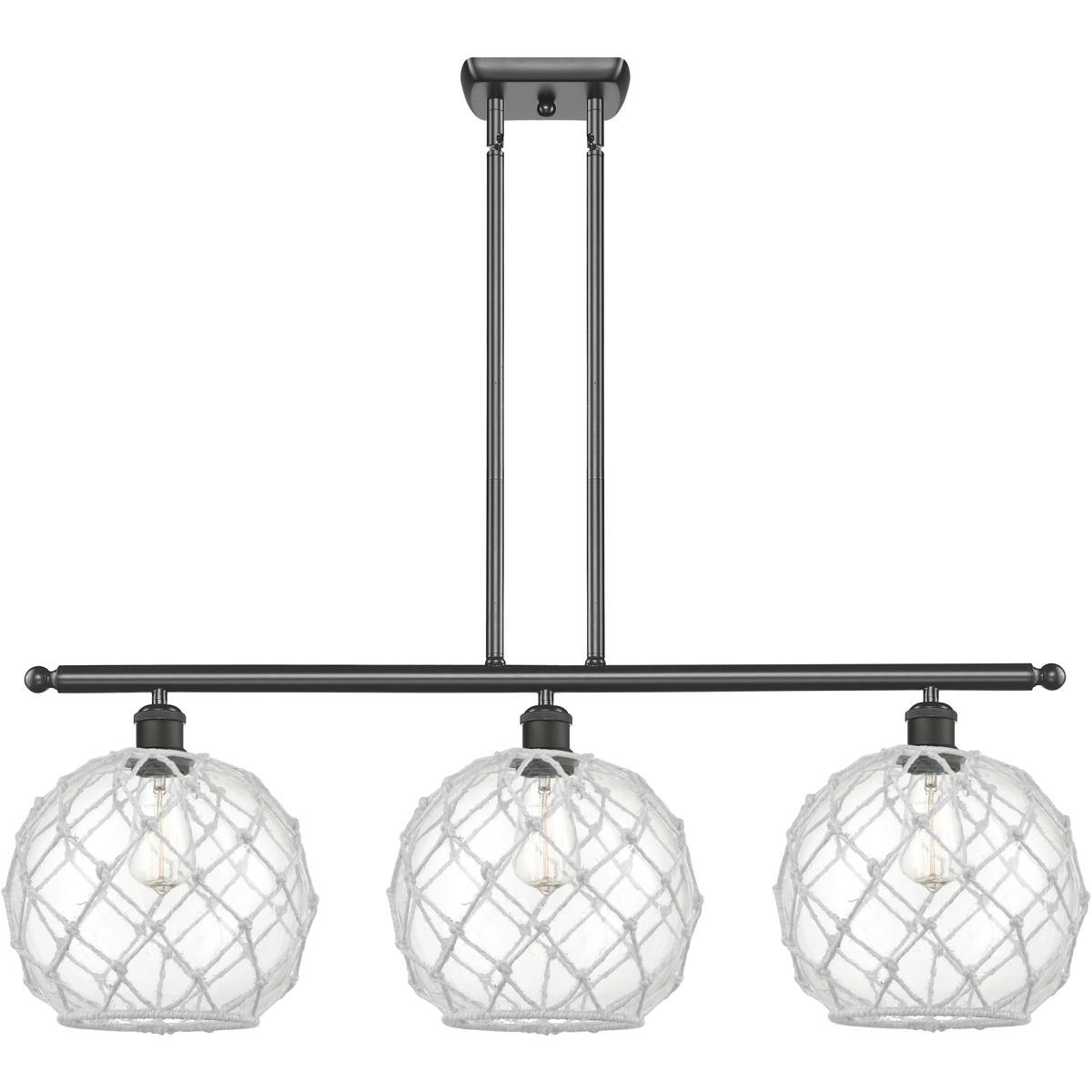 Innovations Lighting 516-3I-OB-G122-10RW-LED Ballston Large Farmhouse Rope LED 36 inch Oil Rubbed Bronze Island Light Ceiling Light in Clear Glass wit