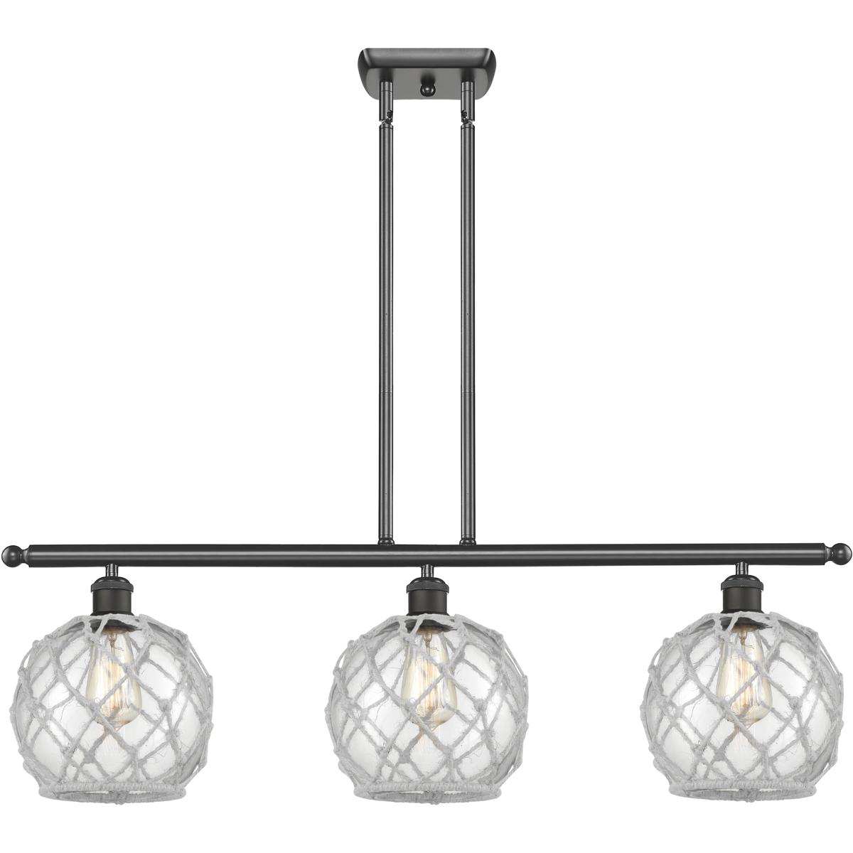 Innovations Lighting 516-3I-OB-G122-8RW-LED Ballston Farmhouse Rope LED 36 inch Oil Rubbed Bronze Island Light Ceiling Light in Clear Glass with White