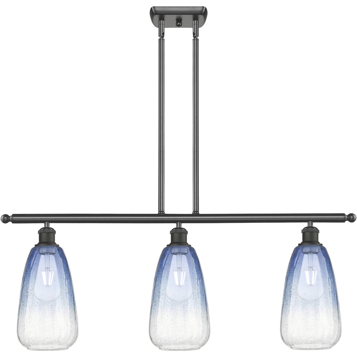 Innovations Lighting 516-3I-OB-G480-6SB Ballston Brookhaven Almond Island Light Ceiling Light in Oil Rubbed Bronze, Sapphire Blue Glass