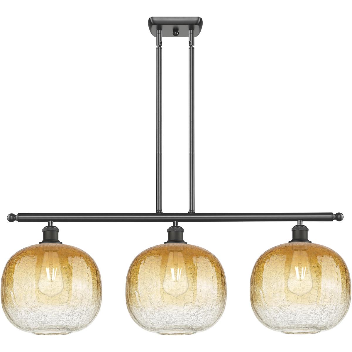 Innovations Lighting 516-3I-OB-G481-10AM Ballston Brookhaven Sphere Island Light Ceiling Light in Oil Rubbed Bronze, Amber Glass