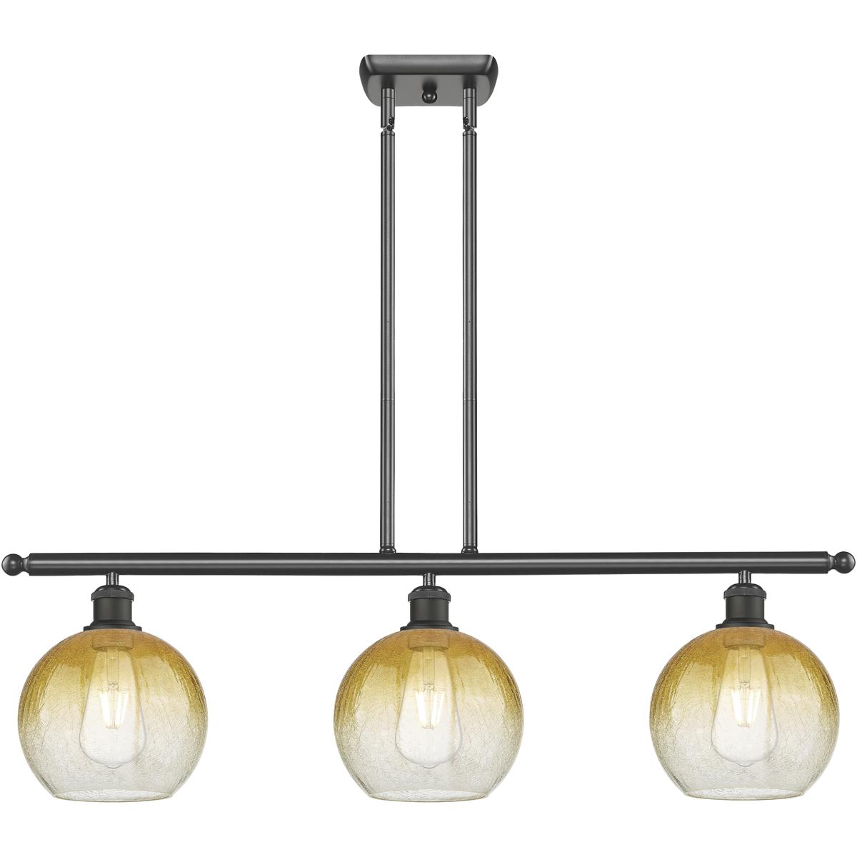 Innovations Lighting 516-3I-OB-G483-8AM Ballston Brookhaven Globe Island Light Ceiling Light in Oil Rubbed Bronze, Amber Glass