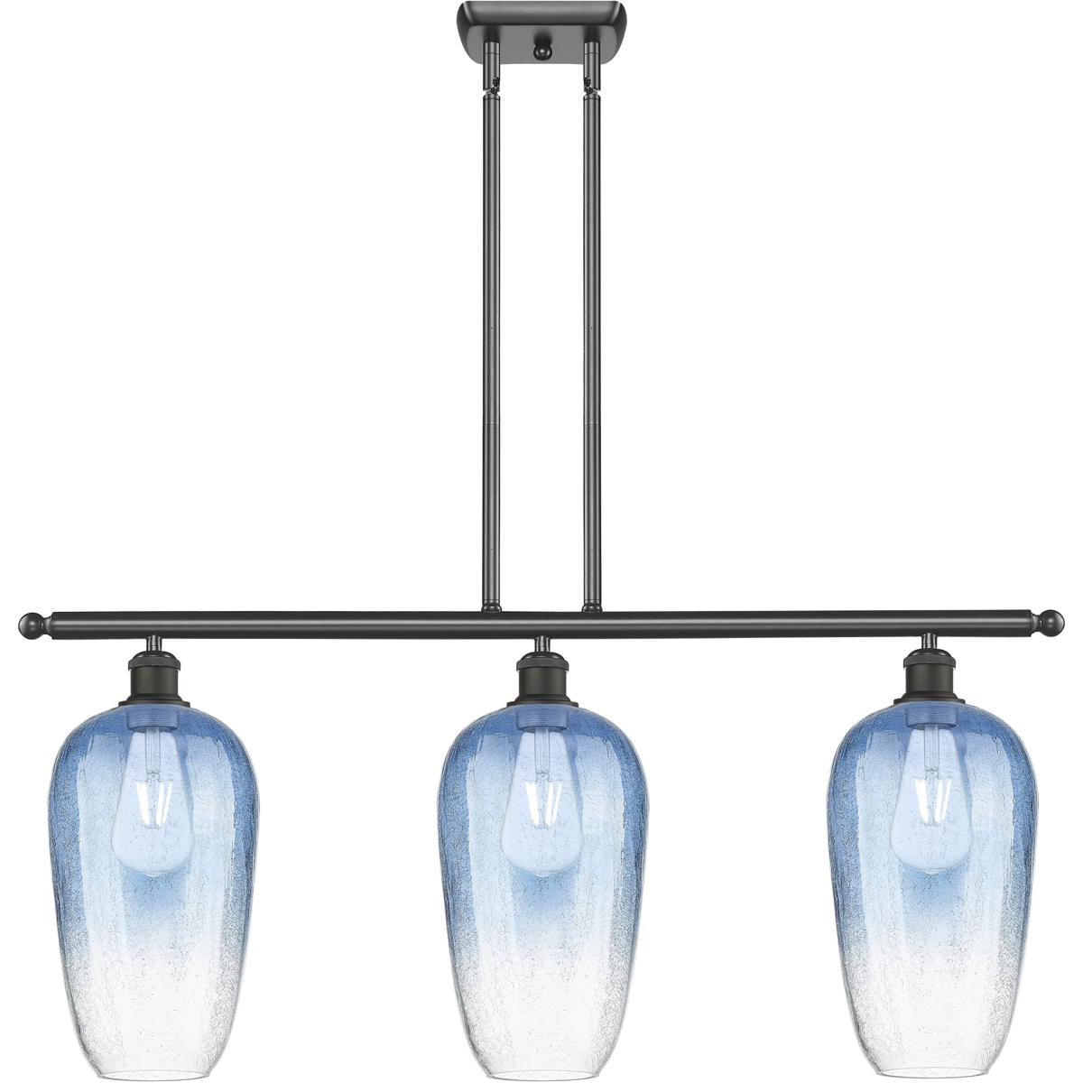 Innovations Lighting 516-3I-OB-G484-7SB Ballston Brookhaven Flute Island Light Ceiling Light in Oil Rubbed Bronze, Sapphire Blue Glass