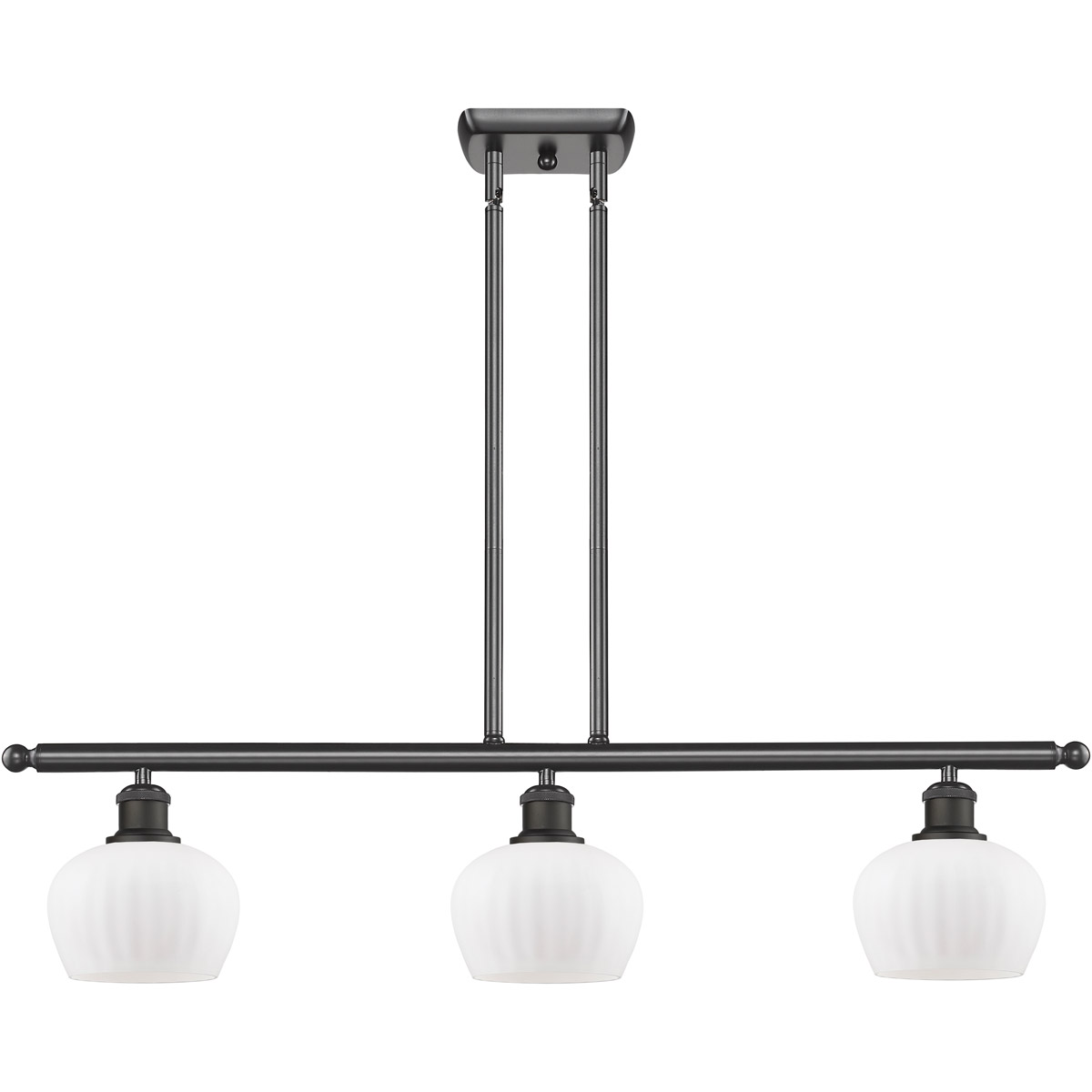 Innovations Lighting 516-3I-OB-G91-LED Ballston Fenton LED 36 inch Oil Rubbed Bronze Island Light Ceiling Light in Matte White Glass, Ballston