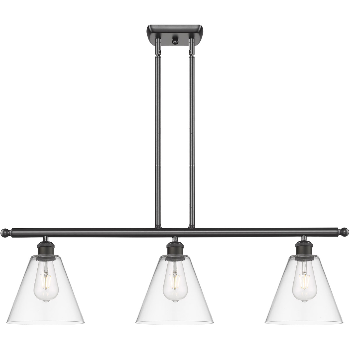Innovations Lighting 516-3I-OB-GBC-82-LED Ballston Ballston Cone LED 36 inch Oil Rubbed Bronze Island Light Ceiling Light in Clear Glass