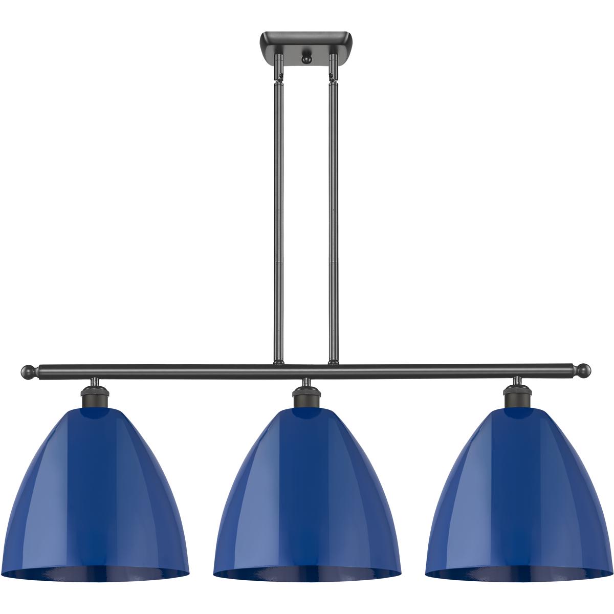 Innovations Lighting 516-3I-OB-MBD-12-BL-LED Ballston Plymouth Dome LED 38.5 inch Oil Rubbed Bronze Island Light Ceiling Light in Matte Blue