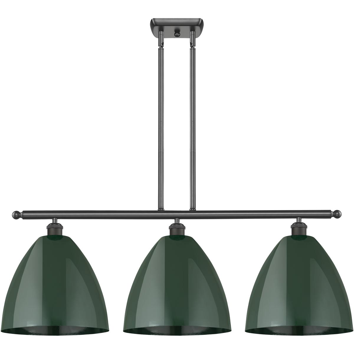 Innovations Lighting 516-3I-OB-MBD-12-GR-LED Ballston Plymouth Dome LED 38.5 inch Oil Rubbed Bronze Island Light Ceiling Light in Matte Green
