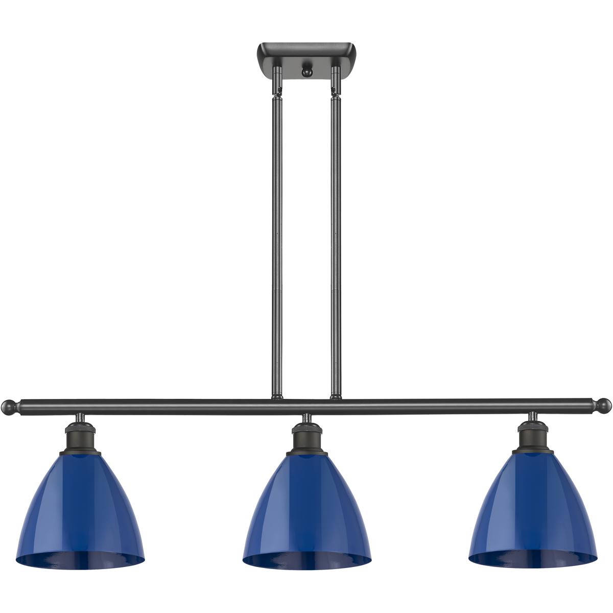 Innovations Lighting 516-3I-OB-MBD-75-BL-LED Ballston Plymouth Dome LED 36 inch Oil Rubbed Bronze Island Light Ceiling Light in Matte Blue