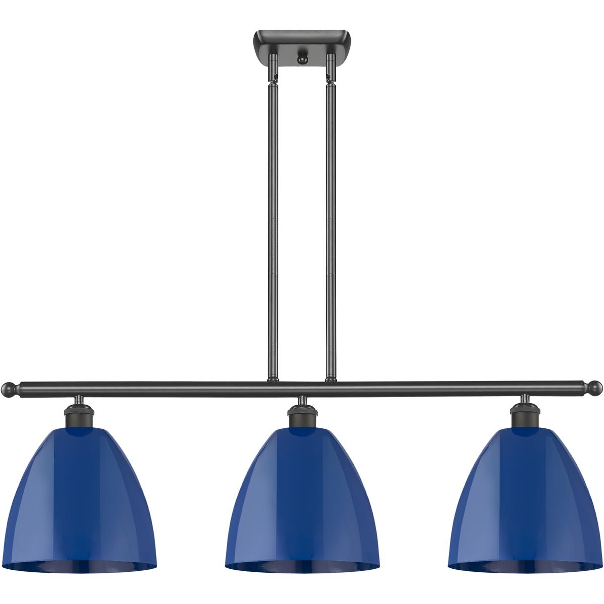 Innovations Lighting 516-3I-OB-MBD-9-BL-LED Ballston Plymouth Dome LED 36 inch Oil Rubbed Bronze Island Light Ceiling Light in Matte Blue