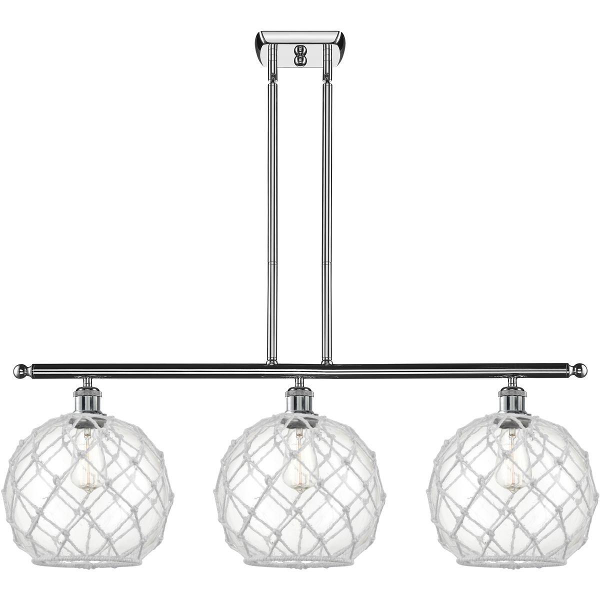 Innovations Lighting 516-3I-PC-G122-10RW-LED Ballston Large Farmhouse Rope LED 36 inch Polished Chrome Island Light Ceiling Light in Clear Glass with