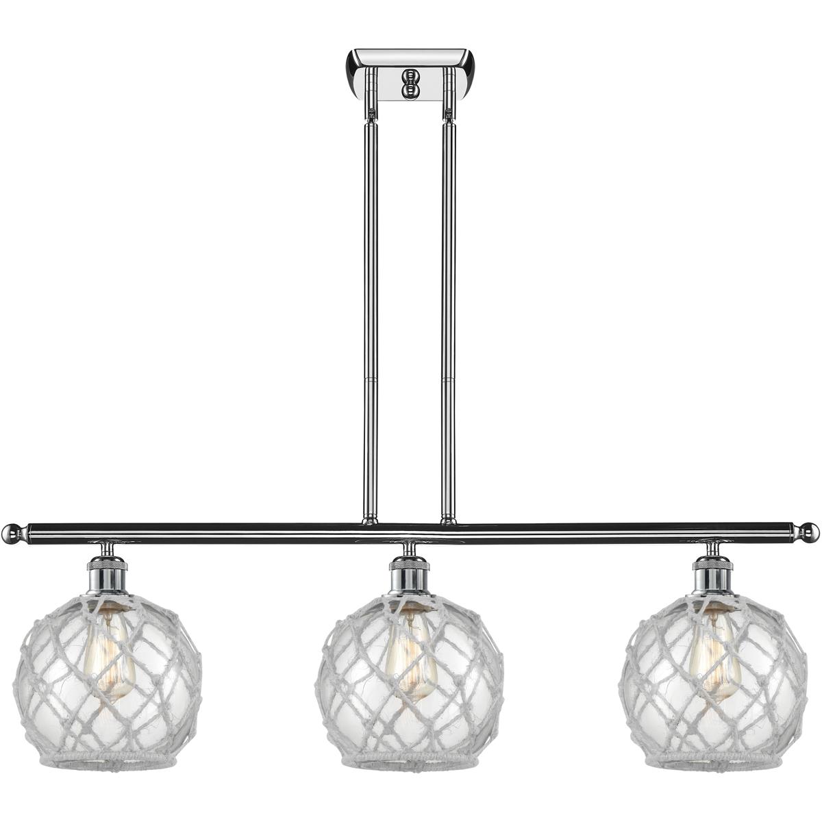 Innovations Lighting 516-3I-PC-G122-8RW-LED Ballston Farmhouse Rope LED 36 inch Polished Chrome Island Light Ceiling Light in Clear Glass with White R