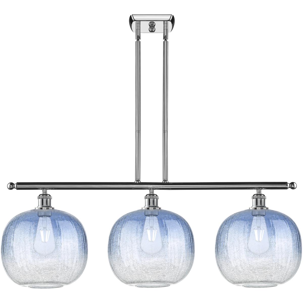 Innovations Lighting 516-3I-PC-G481-10SB Ballston Brookhaven Sphere Island Light Ceiling Light in Polished Chrome, Sapphire Blue Glass