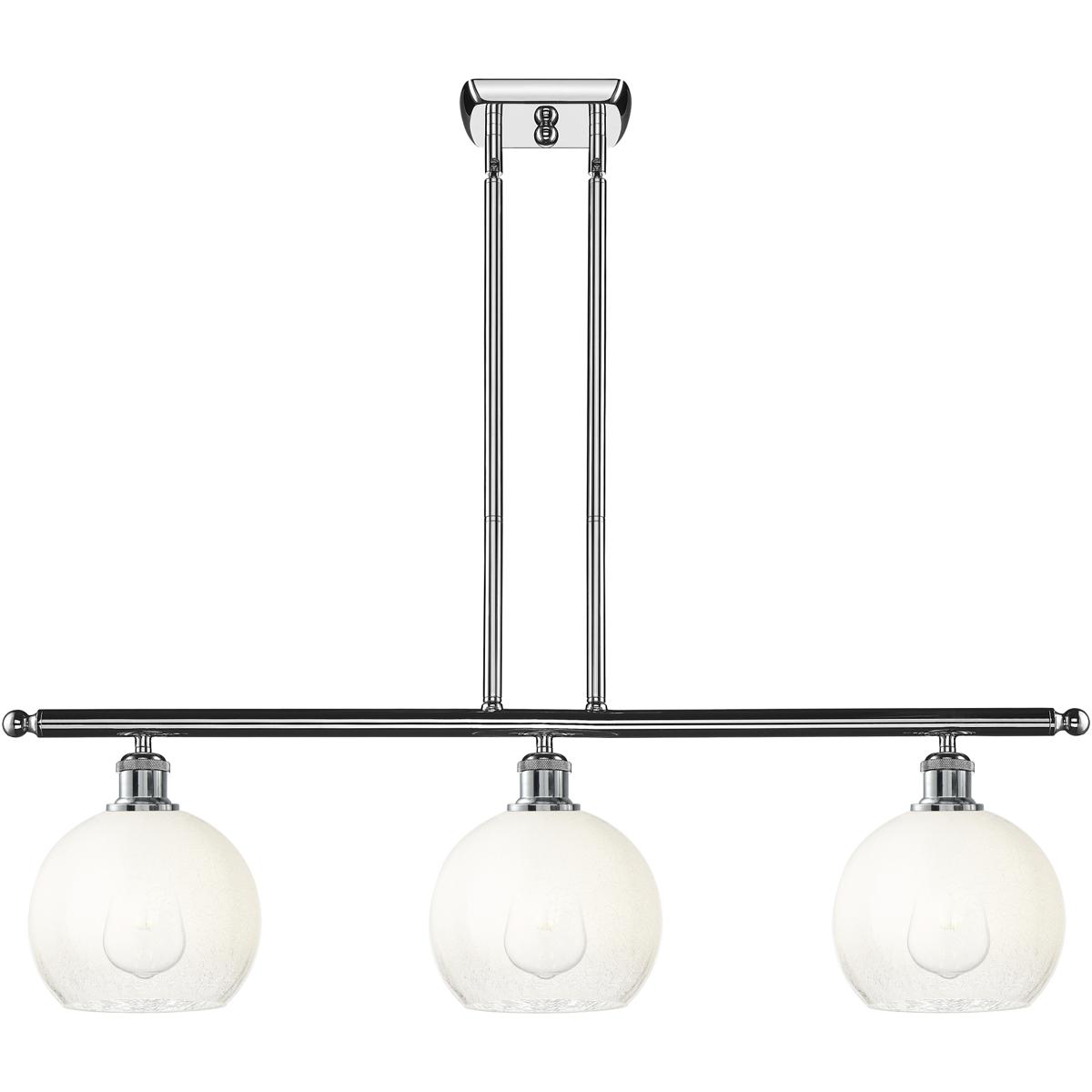 Innovations Lighting 516-3I-PC-G483-8OP Ballston Brookhaven Globe Island Light Ceiling Light in Polished Chrome, Opal Glass