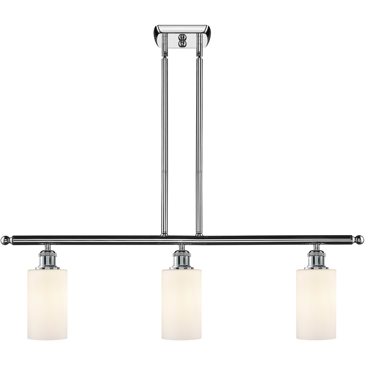 Innovations Lighting 516-3I-PC-G801 Ballston Clymer 3 Light 36 inch Polished Chrome Island Light Ceiling Light in Matte White Glass, Ballston
