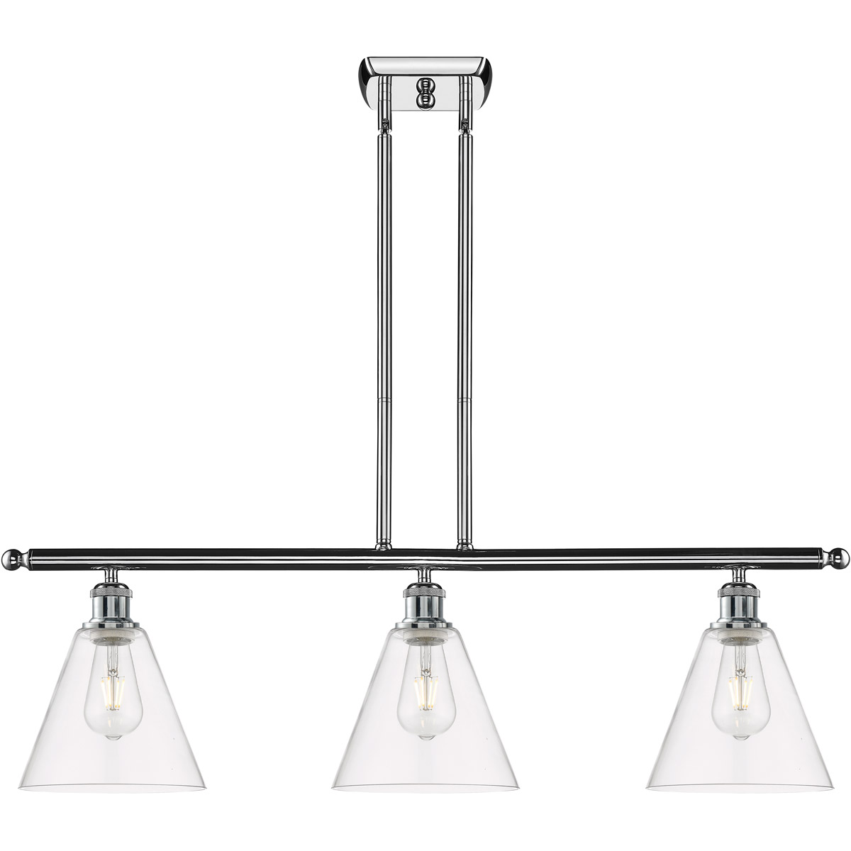 Innovations Lighting 516-3I-PC-GBC-82-LED Ballston Ballston Cone LED 36 inch Polished Chrome Island Light Ceiling Light in Clear Glass